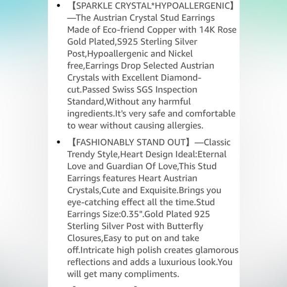 NIB Austrian blue crystal heart earrings - Picture 9 of 9